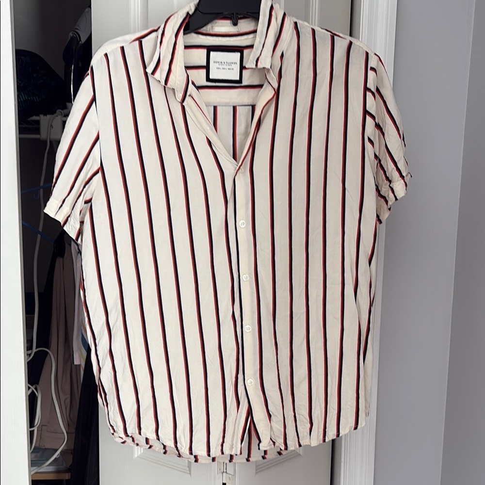 Wilfred Black and White Button Down Shirt with Tie Front